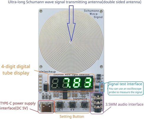 MINI 7.83Hz صدى Schumann 0.01Hz ~ 9999Hz مولد إشارة الموجة الجيبية لمزامنة موجات دماغك مع نبض الأرض (نسخة قابلة للتعديل) in Kuwait