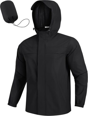 COOFANDY Men's Rain Jacket Waterproof Lightweight Windbreaker Packable Hooded Raincoat for Hiking, Cycling, Golf & Travel in Saudi Arabia