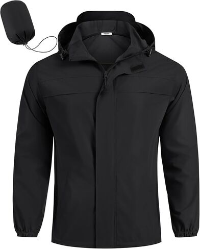 COOFANDY Men's Rain Jacket Waterproof Lightweight Windbreaker Packable Hooded Raincoat for Hiking, Cycling, Golf & Travel in Saudi Arabia