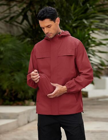 COOFANDY Men's Rain Jacket Waterproof Lightweight Windbreaker Packable Hooded Raincoat for Hiking, Cycling, Golf & Travel in Saudi Arabia