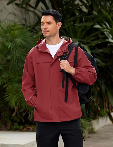 COOFANDY Men's Rain Jacket Waterproof Lightweight Windbreaker Packable Hooded Raincoat for Hiking, Cycling, Golf & Travel in Saudi Arabia