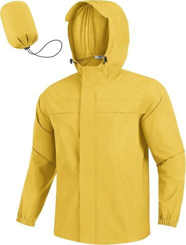 COOFANDY Men's Rain Jacket Waterproof Lightweight Windbreaker Packable Hooded Raincoat for Hiking, Cycling, Golf & Travel in Saudi Arabia