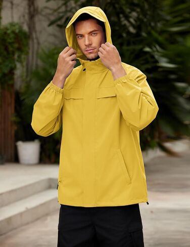 COOFANDY Men's Rain Jacket Waterproof Lightweight Windbreaker Packable Hooded Raincoat for Hiking, Cycling, Golf & Travel in Saudi Arabia