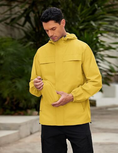 COOFANDY Men's Rain Jacket Waterproof Lightweight Windbreaker Packable Hooded Raincoat for Hiking, Cycling, Golf & Travel in Saudi Arabia