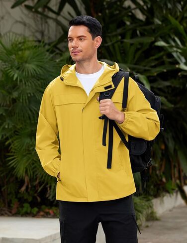 COOFANDY Men's Rain Jacket Waterproof Lightweight Windbreaker Packable Hooded Raincoat for Hiking, Cycling, Golf & Travel in Saudi Arabia