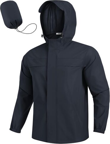 Coofandy Men Main Rain Jacket مقاوم للماء معطف واق من الرياح القابلة للرياح المليئة بالمشي لمسافات طويلة وركوب الدراجات والغولف والسفر in Saudi Arabia