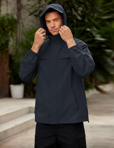 Coofandy Men Main Rain Jacket مقاوم للماء معطف واق من الرياح القابلة للرياح المليئة بالمشي لمسافات طويلة وركوب الدراجات والغولف والسفر in Saudi Arabia