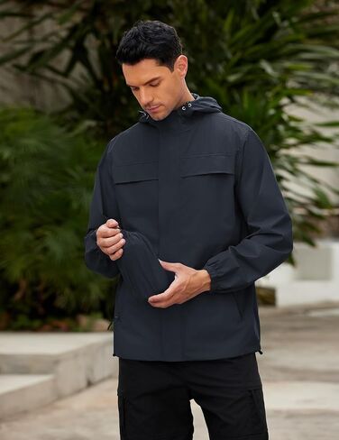 Coofandy Men Main Rain Jacket مقاوم للماء معطف واق من الرياح القابلة للرياح المليئة بالمشي لمسافات طويلة وركوب الدراجات والغولف والسفر in Saudi Arabia