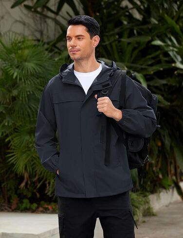 Coofandy Men Main Rain Jacket مقاوم للماء معطف واق من الرياح القابلة للرياح المليئة بالمشي لمسافات طويلة وركوب الدراجات والغولف والسفر in Saudi Arabia