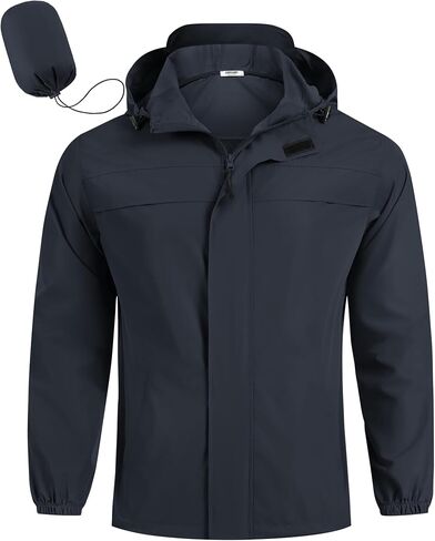 Coofandy Men Main Rain Jacket مقاوم للماء معطف واق من الرياح القابلة للرياح المليئة بالمشي لمسافات طويلة وركوب الدراجات والغولف والسفر in Saudi Arabia