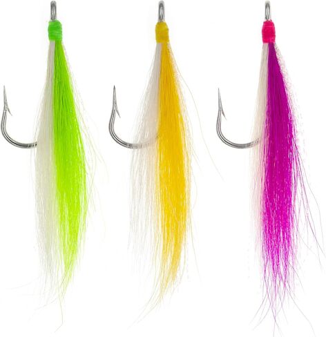 8pcs Bucktail teasers Saltwater Fishing Hooks Fluke Flounder Hi Lo Fishing Rig Skirt Fishing Jig Hooks (Blue, Black) in Kuwait