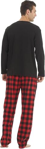 بيجامات رجال مجموعات Fleece Long Sleeve Top & Plaid Pajamas قيعان ناع in Kuwait