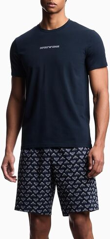 Emporio Armani Men's Grol Bold Cotton Cotton Pajama Short and tee set in Kuwait