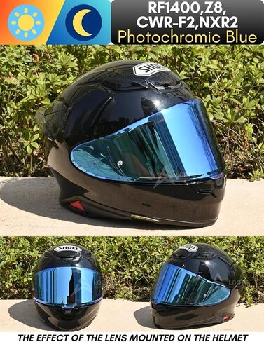 Photochromic Visor Compatible with RF-1400,GT-Air 3,GT-Air,RF-SR,RF-1200,X14,Glamster Replacement Transition Motorcycle Helmet Face Shield (GT-Air Clear Blue/Ice Blue) in Saudi Arabia