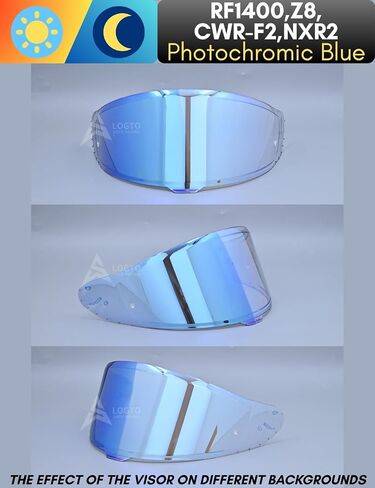 Photochromic Visor Compatible with RF-1400,GT-Air 3,GT-Air,RF-SR,RF-1200,X14,Glamster Replacement Transition Motorcycle Helmet Face Shield (GT-Air Clear Blue/Ice Blue) in Saudi Arabia