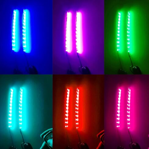 UWDESY 2 قطعة 12 مصباح LED للدراجات النارية - RGB متعدد الألوان لهجة توهج نيون تأثير الأرض مصباح لمجموعات إضاءة LED للدراجات النارية، ATV Car Golf Cart LED Underglow Strip Lights in Kuwait