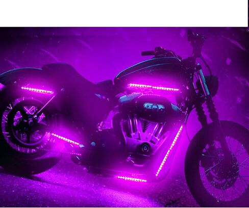 UWDESY 2 قطعة 12 مصباح LED للدراجات النارية - RGB متعدد الألوان لهجة توهج نيون تأثير الأرض مصباح لمجموعات إضاءة LED للدراجات النارية، ATV Car Golf Cart LED Underglow Strip Lights in Kuwait