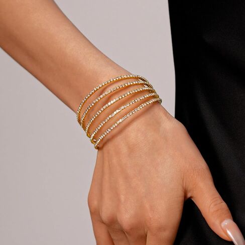 choice of all Rhinestone Bracelet for Women Multilayered Cystal Braclet Silver Prom Party Bracelet Bride Sparkling Wrap Bracelet Wedding Jewelry for Bride in Saudi Arabia