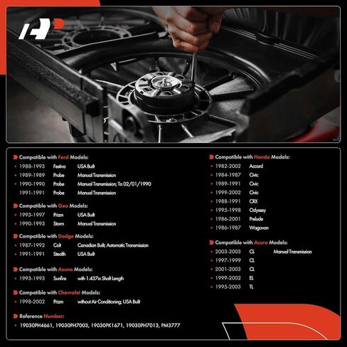 A-Premium Radiator Fan Motor Compatible with Toyota Camry, Corolla & Honda Civic, Accord, Odyssey & Mitsubishi & Acura & Chevrolet & Dodge & Mazda & Ford & Geo & Isuzu & Mazda & Mercury & Plymouth in Saudi Arabia