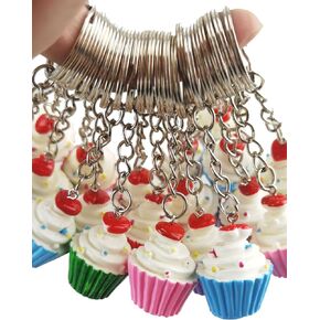 airgoesin 20pcs Keychain Key Ring Hang Cupcake Cake Shape Cute Shop Promo Gift Charms in Kuwait