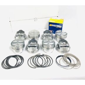 Set of 8 Cast Flat Top Pistons and Cast Rings combo compatible with 1967-85 Chevrolet Chevy SBC 350 5.7L. Standard size 4.00" Bore Diameter. in Kuwait