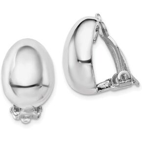 925 Sterling Silver Rh-Plated Polished Non-Pierced Clip On Earrings in Saudi Arabia
