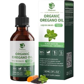 ينخفض زيت أوريجانو العضوي بنسبة 80 ٪ من كارفكرول - زيت أوريجانو مع زيت البذور الأسود ، والكركم والفيتامين E - المناعة ، والجهاز التنفسي ، والهضم - نباتي ، خالي in Kuwait