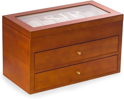 Bey-Berk Custom Personalized Watch Box Organizer - 36 Slot Luxury Solid Wood Designer Display, Large Watch Slots in Saudi Arabia