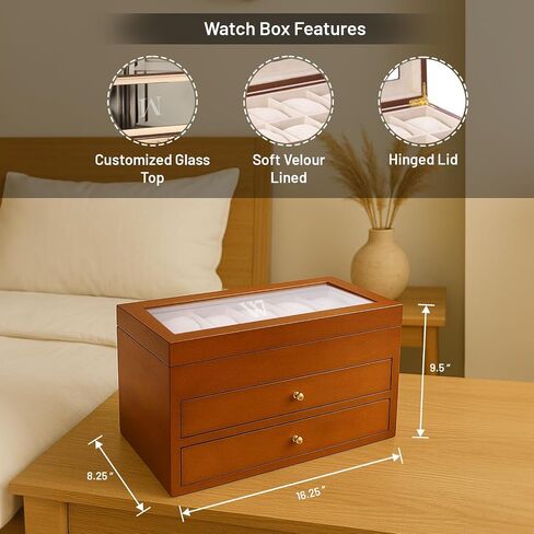 Bey-Berk Custom Personalized Watch Box Organizer - 36 Slot Luxury Solid Wood Designer Display, Large Watch Slots in Saudi Arabia