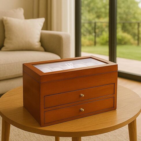 Bey-Berk Custom Personalized Watch Box Organizer - 36 Slot Luxury Solid Wood Designer Display, Large Watch Slots in Saudi Arabia