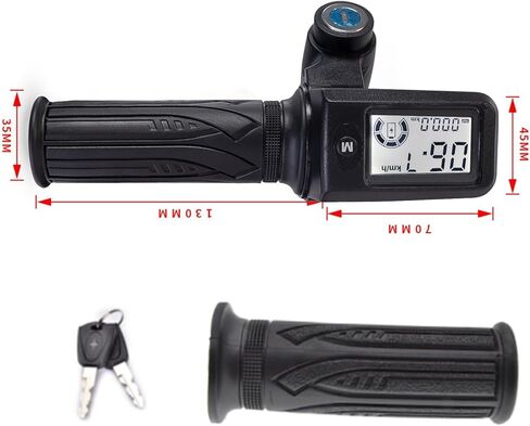 Electric Twist-Throttle Grips, E-Bike TwistThrottle 24-72V Electric Scooter Bicycle Grip Handlebar LED Display with Key Switch Indicator for E-Scooter Bicycle(8pin with 3 gear speed adjustment) in Kuwait