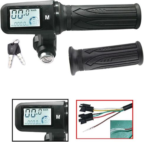Electric Twist-Throttle Grips, E-Bike TwistThrottle 24-72V Electric Scooter Bicycle Grip Handlebar LED Display with Key Switch Indicator for E-Scooter Bicycle(8pin with 3 gear speed adjustment) in Kuwait
