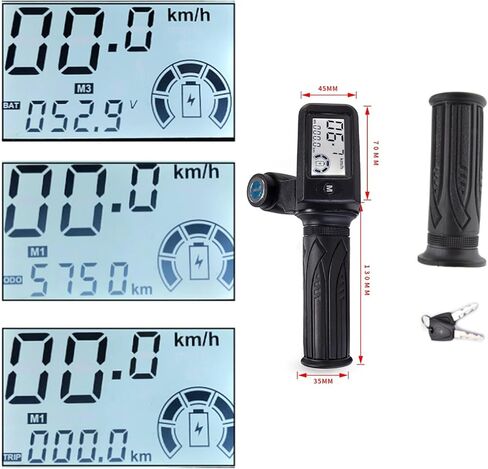 Electric Twist-Throttle Grips, E-Bike TwistThrottle 24-72V Electric Scooter Bicycle Grip Handlebar LED Display with Key Switch Indicator for E-Scooter Bicycle(8pin with 3 gear speed adjustment) in Kuwait