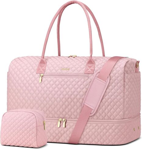 Travel Weekender Bags for Women - Duffle Bag Women with Shoe Compartment Carry On Overnight Bag with Toiletry Bag Duffel Bags with Wet Pocket for Gym Hospital Bags for Labor and Delivery Pink in Kuwait