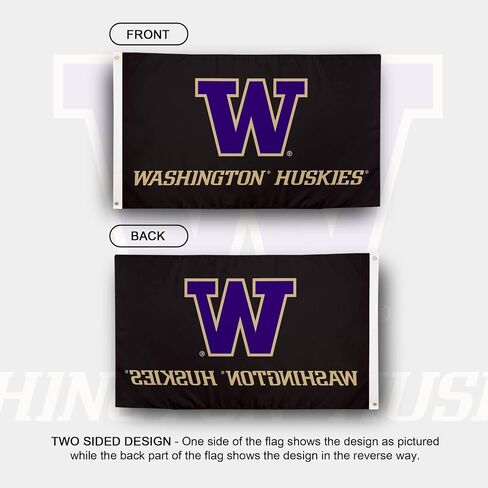 لافتات علم جامعة صبار الصحراء بواشنطن U of W UW Huskies Huskies أعلام هاسكي 100% بوليستر للاستخدام الداخلي والخارجي 3x5 (النمط A) in Kuwait