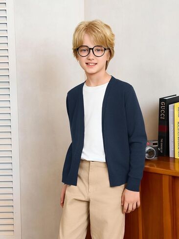 Haloumoning Boys School Uniform Cardigan Sweater Kids Knit Knit Open Open Long Sleeve Outerwear 5-14 Years in Saudi Arabia