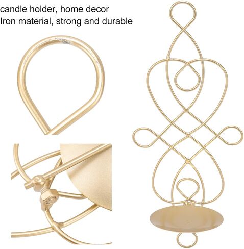 Foldable Metal Wall Sconce Candle Holder Set, Iron Wall Mounted Candle Sconces, European Style Wall Candle Sconces for Wedding Living Room Bedrooms Corridors – Gold Finish, 2 Sets Included in Saudi Arabia