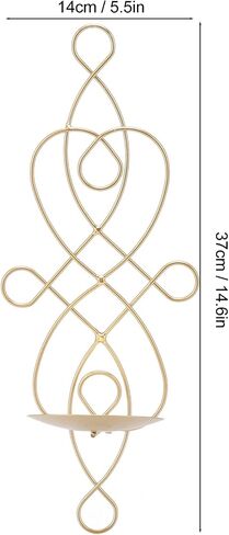 Foldable Metal Wall Sconce Candle Holder Set, Iron Wall Mounted Candle Sconces, European Style Wall Candle Sconces for Wedding Living Room Bedrooms Corridors – Gold Finish, 2 Sets Included in Saudi Arabia