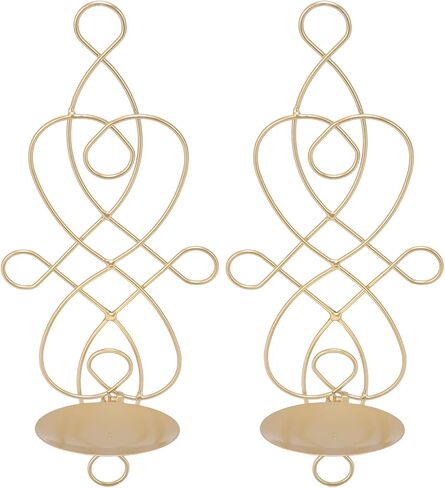 Foldable Metal Wall Sconce Candle Holder Set, Iron Wall Mounted Candle Sconces, European Style Wall Candle Sconces for Wedding Living Room Bedrooms Corridors – Gold Finish, 2 Sets Included in Saudi Arabia