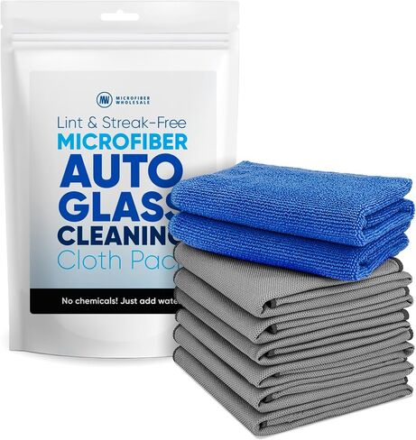 Claro Glass Towels Car Detailing 8-Pack – Streak Free Windshield Cleaner Cloth | Auto Glass Cleaner for Car Windows, Mirrors & Screens | Microfiber Car Cleaning Cloth for Detailing & Interior Use in Kuwait