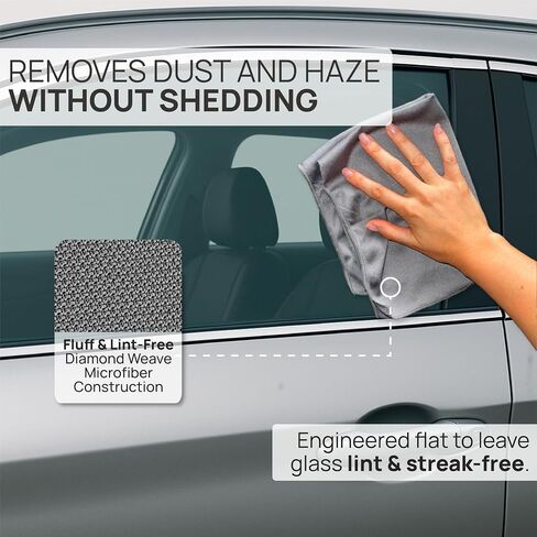 Claro Glass Towels Car Detailing 8-Pack – Streak Free Windshield Cleaner Cloth | Auto Glass Cleaner for Car Windows, Mirrors & Screens | Microfiber Car Cleaning Cloth for Detailing & Interior Use in Kuwait