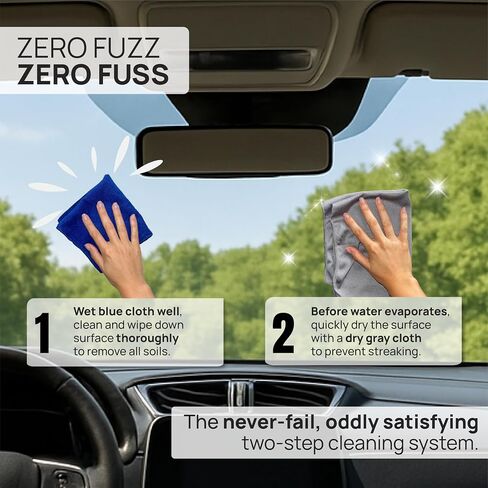 Claro Glass Towels Car Detailing 8-Pack – Streak Free Windshield Cleaner Cloth | Auto Glass Cleaner for Car Windows, Mirrors & Screens | Microfiber Car Cleaning Cloth for Detailing & Interior Use in Kuwait