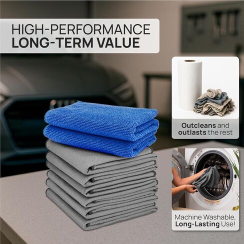 Claro Glass Towels Car Detailing 8-Pack – Streak Free Windshield Cleaner Cloth | Auto Glass Cleaner for Car Windows, Mirrors & Screens | Microfiber Car Cleaning Cloth for Detailing & Interior Use in Kuwait