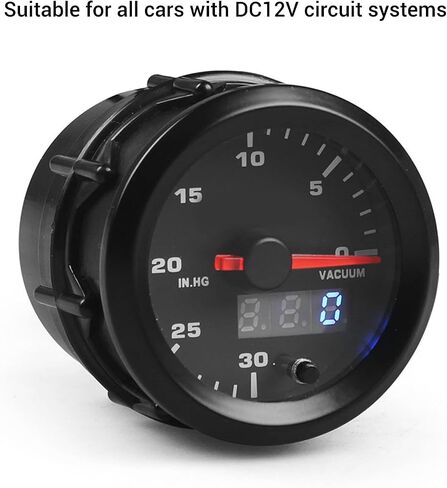 52mm Vacuum Gauge Digital Display Pointer ABS Material 0 to 30 in.HG Automotive Vacuum Meter Kit for All DC12V Vehicles in Saudi Arabia