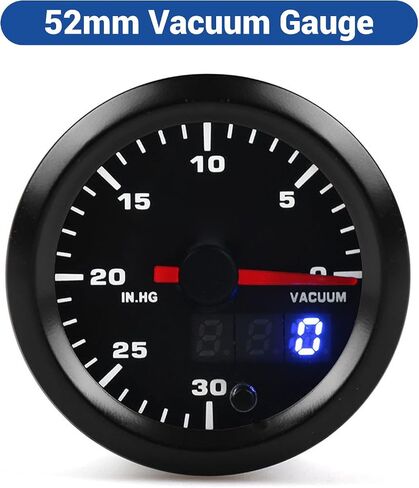 52mm Vacuum Gauge Digital Display Pointer ABS Material 0 to 30 in.HG Automotive Vacuum Meter Kit for All DC12V Vehicles in Saudi Arabia