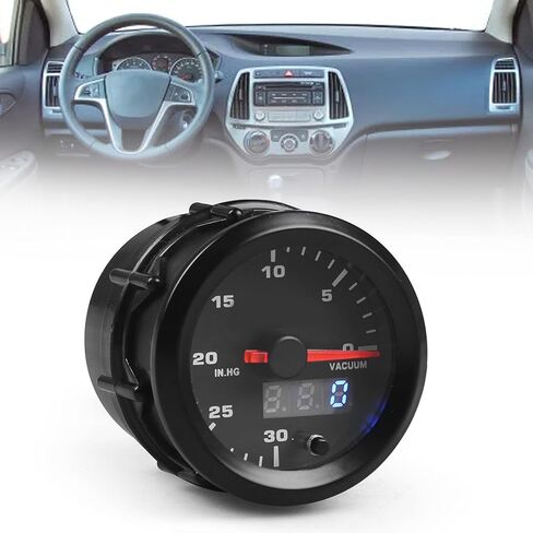 52mm Vacuum Gauge Digital Display Pointer ABS Material 0 to 30 in.HG Automotive Vacuum Meter Kit for All DC12V Vehicles in Saudi Arabia
