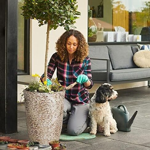 Worth Garden 2-Pack 21" H. White Tall Planters - 14'' Dia Resin Large Round Flower Pots for Outdoor Plants Trees - Imitation Stone Finish Plastic Indoor Front Porch 9 Gallon Decorative Container Patio in Saudi Arabia