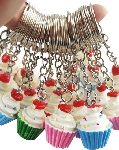 airgoesin 20pcs Keychain Key Ring Hang Cupcake Cake Shape Cute Shop Promo Gift Charms in Saudi Arabia
