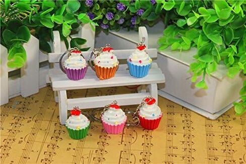 airgoesin 20pcs Keychain Key Ring Hang Cupcake Cake Shape Cute Shop Promo Gift Charms in Saudi Arabia