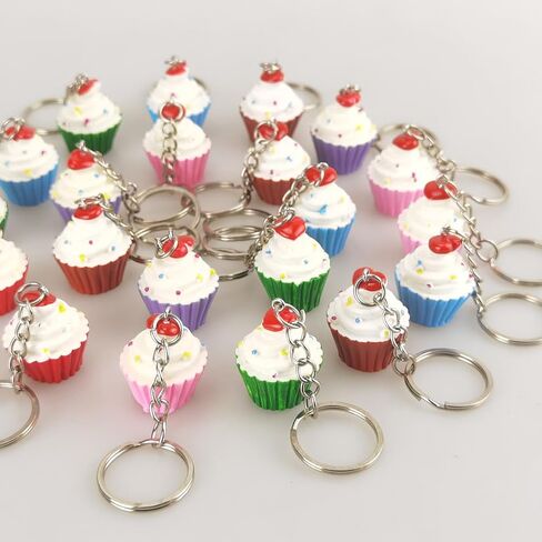 airgoesin 20pcs Keychain Key Ring Hang Cupcake Cake Shape Cute Shop Promo Gift Charms in Saudi Arabia